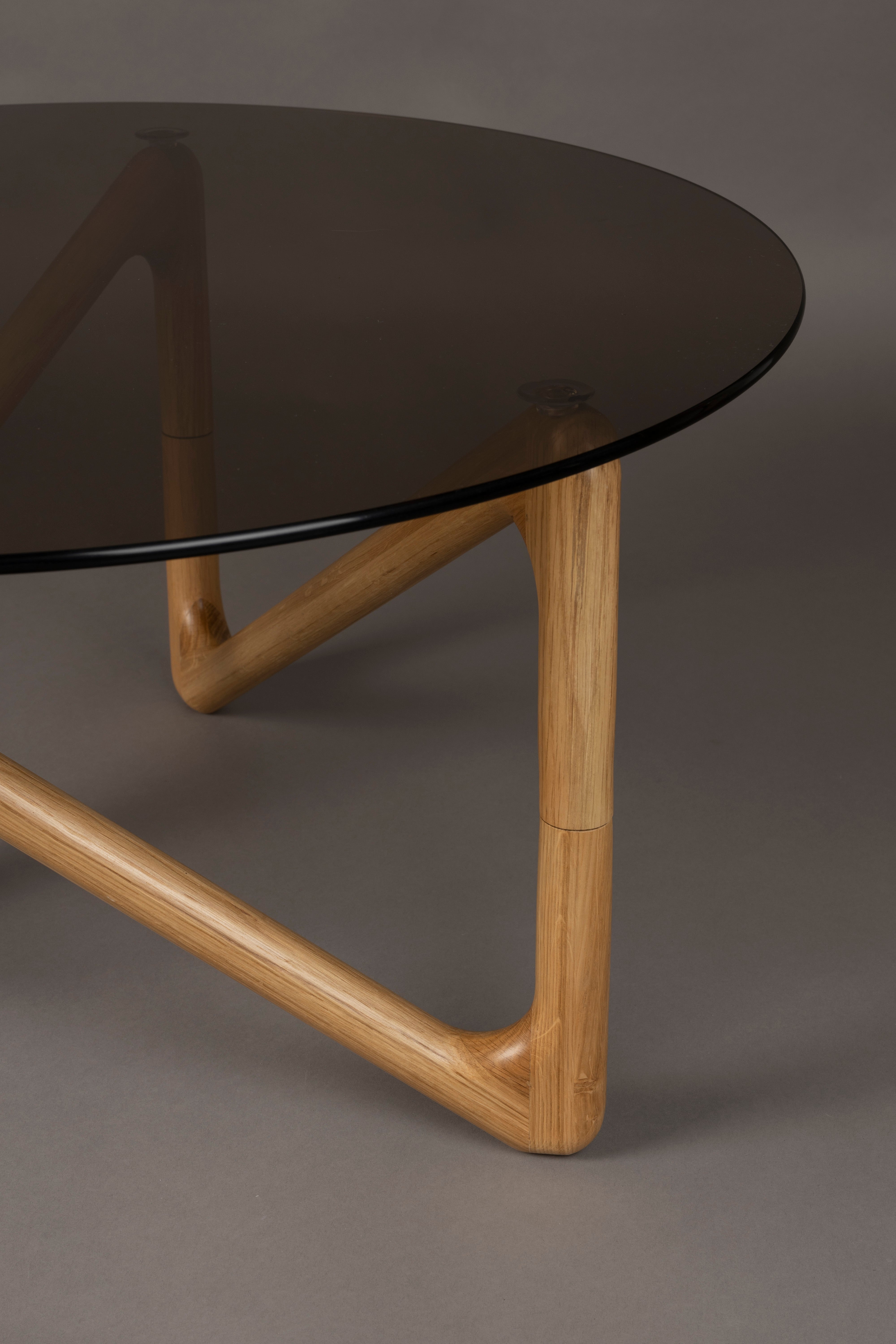 Dutchbone Naia Abstract Natural Wood & Smoked Glass Coffee Table